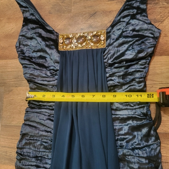 Nicole Miller Collection Ruched Drape Jewel Navy Metalic Dress Size 8 - Picture 6 of 10